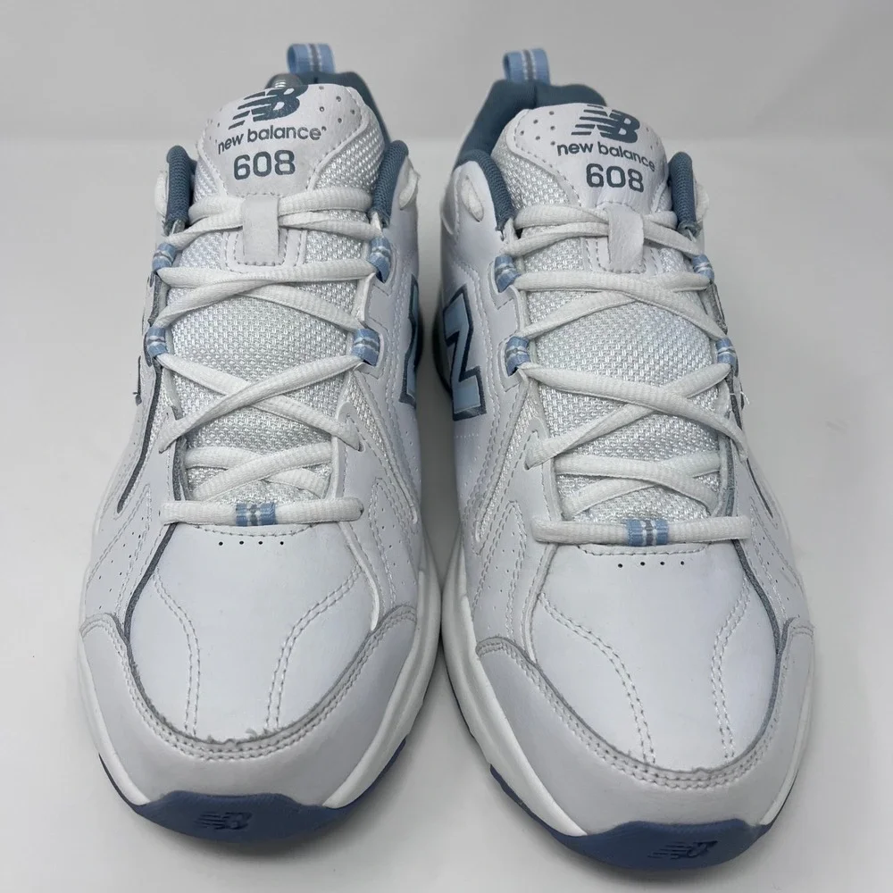 New Balance 608 Training Shoes Comfort Cushioned White Blue Mens 8.5‎ Womens 10